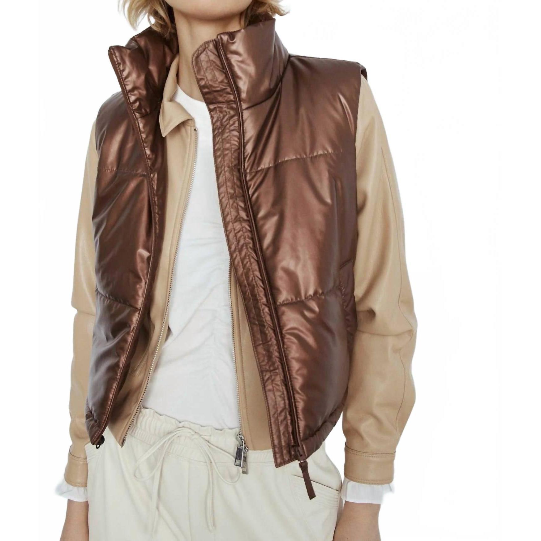 New Melissa Nepton Aster Puffy Vest Top In Rich Metallic Copper
